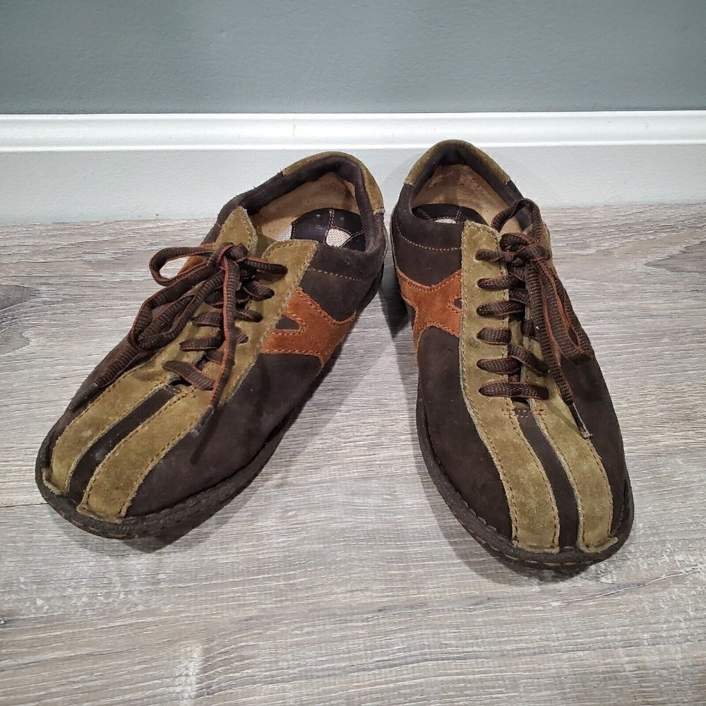 Born Brown Green Leather Suede Lace Up Casual Oxford Shoes Women's US 7